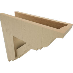 Ekena Millwork - BKTUR0554X16X16BOA01RCPR - Timberthane Faux Wood Balboa Style Bracket w/ Offset Brace, Traditional Ends, 5 1/2"W x 16"D x 16"H, Primed Tan