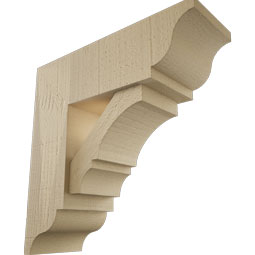 Ekena Millwork - BKTUR0554X16X16BOA01RCPR - Timberthane Faux Wood Balboa Style Bracket w/ Offset Brace, Traditional Ends, 5 1/2"W x 16"D x 16"H, Primed Tan
