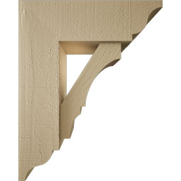 Ekena Millwork - BKTUR0554X16X20BOA01RCPR - Timberthane Faux Wood Balboa Style Bracket w/ Offset Brace, Traditional Ends, 5 1/2"W x 16"D x 20"H, Primed Tan