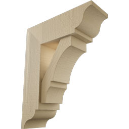 Ekena Millwork - BKTUR0554X16X20BOA01RCPR - Timberthane Faux Wood Balboa Style Bracket w/ Offset Brace, Traditional Ends, 5 1/2"W x 16"D x 20"H, Primed Tan