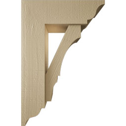 Ekena Millwork - BKTUR0554X16X24BOA01RCPR - Timberthane Faux Wood Balboa Style Bracket w/ Offset Brace, Traditional Ends, 5 1/2"W x 16"D x 24"H, Primed Tan