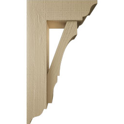 Ekena Millwork - BKTUR0554X16X28BOA01RCPR - Timberthane Faux Wood Balboa Style Bracket w/ Offset Brace, Traditional Ends, 5 1/2"W x 16"D x 28"H, Primed Tan