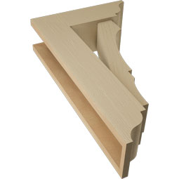Ekena Millwork - BKTUR0554X16X28BOA01RCPR - Timberthane Faux Wood Balboa Style Bracket w/ Offset Brace, Traditional Ends, 5 1/2"W x 16"D x 28"H, Primed Tan