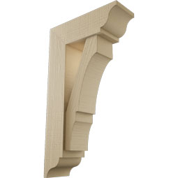 Ekena Millwork - BKTUR0554X16X28BOA01RCPR - Timberthane Faux Wood Balboa Style Bracket w/ Offset Brace, Traditional Ends, 5 1/2"W x 16"D x 28"H, Primed Tan