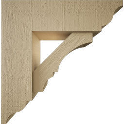 Ekena Millwork - BKTUR0554X18X18BOA01RCPR - Timberthane Faux Wood Balboa Style Bracket w/ Offset Brace, Traditional Ends, 5 1/2"W x 18"D x 18"H, Primed Tan