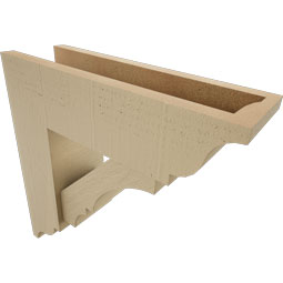 Ekena Millwork - BKTUR0554X18X18BOA01RCPR - Timberthane Faux Wood Balboa Style Bracket w/ Offset Brace, Traditional Ends, 5 1/2"W x 18"D x 18"H, Primed Tan
