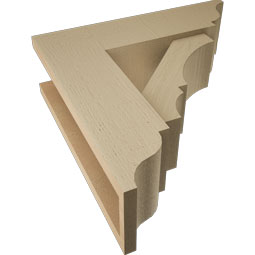 Ekena Millwork - BKTUR0554X18X18BOA01RCPR - Timberthane Faux Wood Balboa Style Bracket w/ Offset Brace, Traditional Ends, 5 1/2"W x 18"D x 18"H, Primed Tan