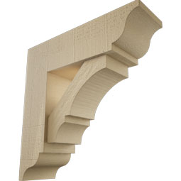 Ekena Millwork - BKTUR0554X18X18BOA01RCPR - Timberthane Faux Wood Balboa Style Bracket w/ Offset Brace, Traditional Ends, 5 1/2"W x 18"D x 18"H, Primed Tan