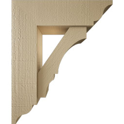 Ekena Millwork - BKTUR0554X18X22BOA01RCPR - Timberthane Faux Wood Balboa Style Bracket w/ Offset Brace, Traditional Ends, 5 1/2"W x 18"D x 22"H, Primed Tan