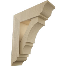 Ekena Millwork - BKTUR0554X18X22BOA01RCPR - Timberthane Faux Wood Balboa Style Bracket w/ Offset Brace, Traditional Ends, 5 1/2"W x 18"D x 22"H, Primed Tan