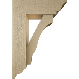 Ekena Millwork - BKTUR0554X18X26BOA01RCPR - Timberthane Faux Wood Balboa Style Bracket w/ Offset Brace, Traditional Ends, 5 1/2"W x 18"D x 26"H, Primed Tan