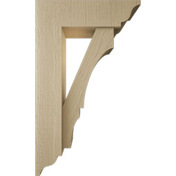 Ekena Millwork - BKTUR0554X18X30BOA01RCPR - Timberthane Faux Wood Balboa Style Bracket w/ Offset Brace, Traditional Ends, 5 1/2"W x 18"D x 30"H, Primed Tan