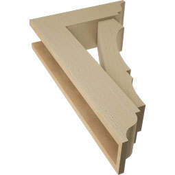 Ekena Millwork - BKTUR0554X18X30BOA01RCPR - Timberthane Faux Wood Balboa Style Bracket w/ Offset Brace, Traditional Ends, 5 1/2"W x 18"D x 30"H, Primed Tan