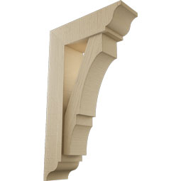 Ekena Millwork - BKTUR0554X18X30BOA01RCPR - Timberthane Faux Wood Balboa Style Bracket w/ Offset Brace, Traditional Ends, 5 1/2"W x 18"D x 30"H, Primed Tan