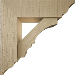 Ekena Millwork - BKTUR0554X20X20BOA01RCPR - Timberthane Faux Wood Balboa Style Bracket w/ Offset Brace, Traditional Ends, 5 1/2"W x 20"D x 20"H, Primed Tan