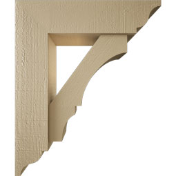 Ekena Millwork - BKTUR0554X20X24BOA01RCPR - Timberthane Faux Wood Balboa Style Bracket w/ Offset Brace, Traditional Ends, 5 1/2"W x 20"D x 24"H, Primed Tan