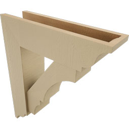 Ekena Millwork - BKTUR0554X20X24BOA01RCPR - Timberthane Faux Wood Balboa Style Bracket w/ Offset Brace, Traditional Ends, 5 1/2"W x 20"D x 24"H, Primed Tan