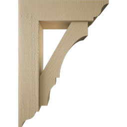 Ekena Millwork - BKTUR0554X20X28BOA01RCPR - Timberthane Faux Wood Balboa Style Bracket w/ Offset Brace, Traditional Ends, 5 1/2"W x 20"D x 28"H, Primed Tan