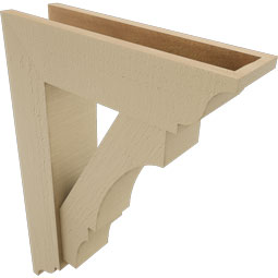 Ekena Millwork - BKTUR0554X20X28BOA01RCPR - Timberthane Faux Wood Balboa Style Bracket w/ Offset Brace, Traditional Ends, 5 1/2"W x 20"D x 28"H, Primed Tan