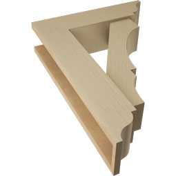 Ekena Millwork - BKTUR0554X20X28BOA01RCPR - Timberthane Faux Wood Balboa Style Bracket w/ Offset Brace, Traditional Ends, 5 1/2"W x 20"D x 28"H, Primed Tan