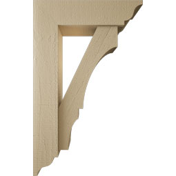 Ekena Millwork - BKTUR0554X20X32BOA01RCPR - Timberthane Faux Wood Balboa Style Bracket w/ Offset Brace, Traditional Ends, 5 1/2"W x 20"D x 32"H, Primed Tan