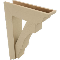 Ekena Millwork - BKTUR0554X20X32BOA01RCPR - Timberthane Faux Wood Balboa Style Bracket w/ Offset Brace, Traditional Ends, 5 1/2"W x 20"D x 32"H, Primed Tan