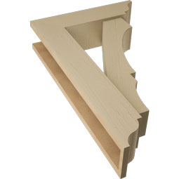 Ekena Millwork - BKTUR0554X20X32BOA01RCPR - Timberthane Faux Wood Balboa Style Bracket w/ Offset Brace, Traditional Ends, 5 1/2"W x 20"D x 32"H, Primed Tan