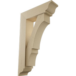 Ekena Millwork - BKTUR0554X20X32BOA01RCPR - Timberthane Faux Wood Balboa Style Bracket w/ Offset Brace, Traditional Ends, 5 1/2"W x 20"D x 32"H, Primed Tan