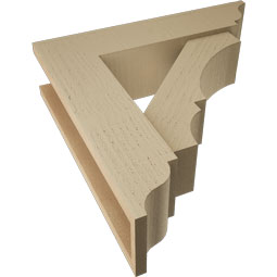 Ekena Millwork - BKTUR0554X22X22BOA01RCPR - Timberthane Faux Wood Balboa Style Bracket w/ Offset Brace, Traditional Ends, 5 1/2"W x 22"D x 22"H, Primed Tan