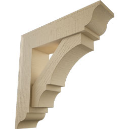 Ekena Millwork - BKTUR0554X22X22BOA01RCPR - Timberthane Faux Wood Balboa Style Bracket w/ Offset Brace, Traditional Ends, 5 1/2"W x 22"D x 22"H, Primed Tan