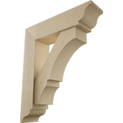 Ekena Millwork - BKTUR0554X22X26BOA01RCPR - Timberthane Faux Wood Balboa Style Bracket w/ Offset Brace, Traditional Ends, 5 1/2"W x 22"D x 26"H, Primed Tan