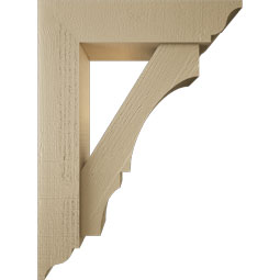 Ekena Millwork - BKTUR0554X22X30BOA01RCPR - Timberthane Faux Wood Balboa Style Bracket w/ Offset Brace, Traditional Ends, 5 1/2"W x 22"D x 30"H, Primed Tan