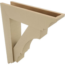 Ekena Millwork - BKTUR0554X22X30BOA01RCPR - Timberthane Faux Wood Balboa Style Bracket w/ Offset Brace, Traditional Ends, 5 1/2"W x 22"D x 30"H, Primed Tan