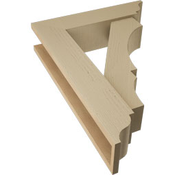 Ekena Millwork - BKTUR0554X22X30BOA01RCPR - Timberthane Faux Wood Balboa Style Bracket w/ Offset Brace, Traditional Ends, 5 1/2"W x 22"D x 30"H, Primed Tan