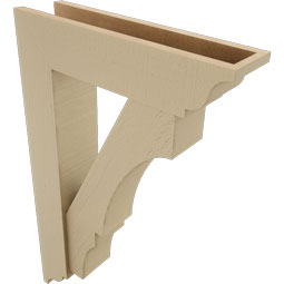 Ekena Millwork - BKTUR0554X22X34BOA01RCPR - Timberthane Faux Wood Balboa Style Bracket w/ Offset Brace, Traditional Ends, 5 1/2"W x 22"D x 34"H, Primed Tan