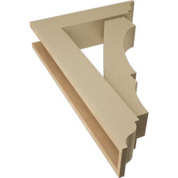 Ekena Millwork - BKTUR0554X22X34BOA01RCPR - Timberthane Faux Wood Balboa Style Bracket w/ Offset Brace, Traditional Ends, 5 1/2"W x 22"D x 34"H, Primed Tan