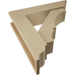 Ekena Millwork - BKTUR0554X24X24BOA01RCPR - Timberthane Faux Wood Balboa Style Bracket w/ Offset Brace, Traditional Ends, 5 1/2"W x 24"D x 24"H, Primed Tan