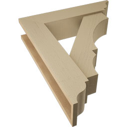 Ekena Millwork - BKTUR0554X24X28BOA01RCPR - Timberthane Faux Wood Balboa Style Bracket w/ Offset Brace, Traditional Ends, 5 1/2"W x 24"D x 28"H, Primed Tan