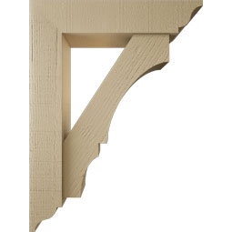 Ekena Millwork - BKTUR0554X24X32BOA01RCPR - Timberthane Faux Wood Balboa Style Bracket w/ Offset Brace, Traditional Ends, 5 1/2"W x 24"D x 32"H, Primed Tan