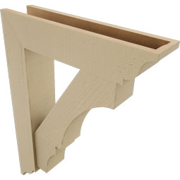 Ekena Millwork - BKTUR0554X24X32BOA01RCPR - Timberthane Faux Wood Balboa Style Bracket w/ Offset Brace, Traditional Ends, 5 1/2"W x 24"D x 32"H, Primed Tan