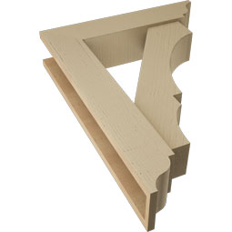 Ekena Millwork - BKTUR0554X24X32BOA01RCPR - Timberthane Faux Wood Balboa Style Bracket w/ Offset Brace, Traditional Ends, 5 1/2"W x 24"D x 32"H, Primed Tan
