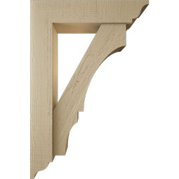 Ekena Millwork - BKTUR0554X24X36BOA01RCPR - Timberthane Faux Wood Balboa Style Bracket w/ Offset Brace, Traditional Ends, 5 1/2"W x 24"D x 36"H, Primed Tan