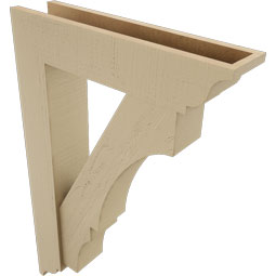 Ekena Millwork - BKTUR0554X24X36BOA01RCPR - Timberthane Faux Wood Balboa Style Bracket w/ Offset Brace, Traditional Ends, 5 1/2"W x 24"D x 36"H, Primed Tan