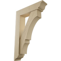 Ekena Millwork - BKTUR0554X24X36BOA01RCPR - Timberthane Faux Wood Balboa Style Bracket w/ Offset Brace, Traditional Ends, 5 1/2"W x 24"D x 36"H, Primed Tan