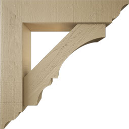 Ekena Millwork - BKTUR0554X26X26BOA01RCPR - Timberthane Faux Wood Balboa Style Bracket w/ Offset Brace, Traditional Ends, 5 1/2"W x 26"D x 26"H, Primed Tan