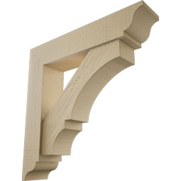Ekena Millwork - BKTUR0554X26X26BOA01RCPR - Timberthane Faux Wood Balboa Style Bracket w/ Offset Brace, Traditional Ends, 5 1/2"W x 26"D x 26"H, Primed Tan