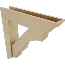 Ekena Millwork - BKTUR0554X26X30BOA01RCPR - Timberthane Faux Wood Balboa Style Bracket w/ Offset Brace, Traditional Ends, 5 1/2"W x 26"D x 30"H, Primed Tan