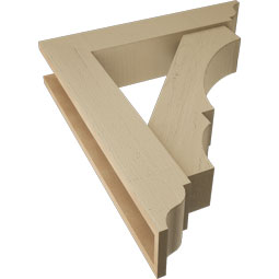 Ekena Millwork - BKTUR0554X26X30BOA01RCPR - Timberthane Faux Wood Balboa Style Bracket w/ Offset Brace, Traditional Ends, 5 1/2"W x 26"D x 30"H, Primed Tan