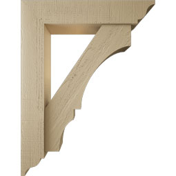 Ekena Millwork - BKTUR0554X26X34BOA01RCPR - Timberthane Faux Wood Balboa Style Bracket w/ Offset Brace, Traditional Ends, 5 1/2"W x 26"D x 34"H, Primed Tan