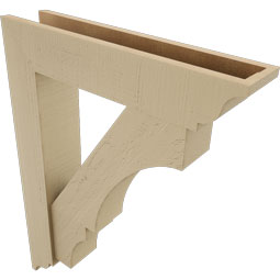 Ekena Millwork - BKTUR0554X26X34BOA01RCPR - Timberthane Faux Wood Balboa Style Bracket w/ Offset Brace, Traditional Ends, 5 1/2"W x 26"D x 34"H, Primed Tan